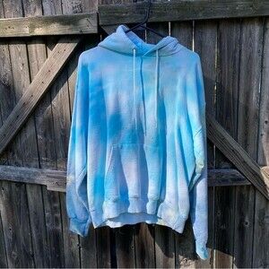 NEW Light Baby Blue Tie Dye Unisex Hoodie Medium